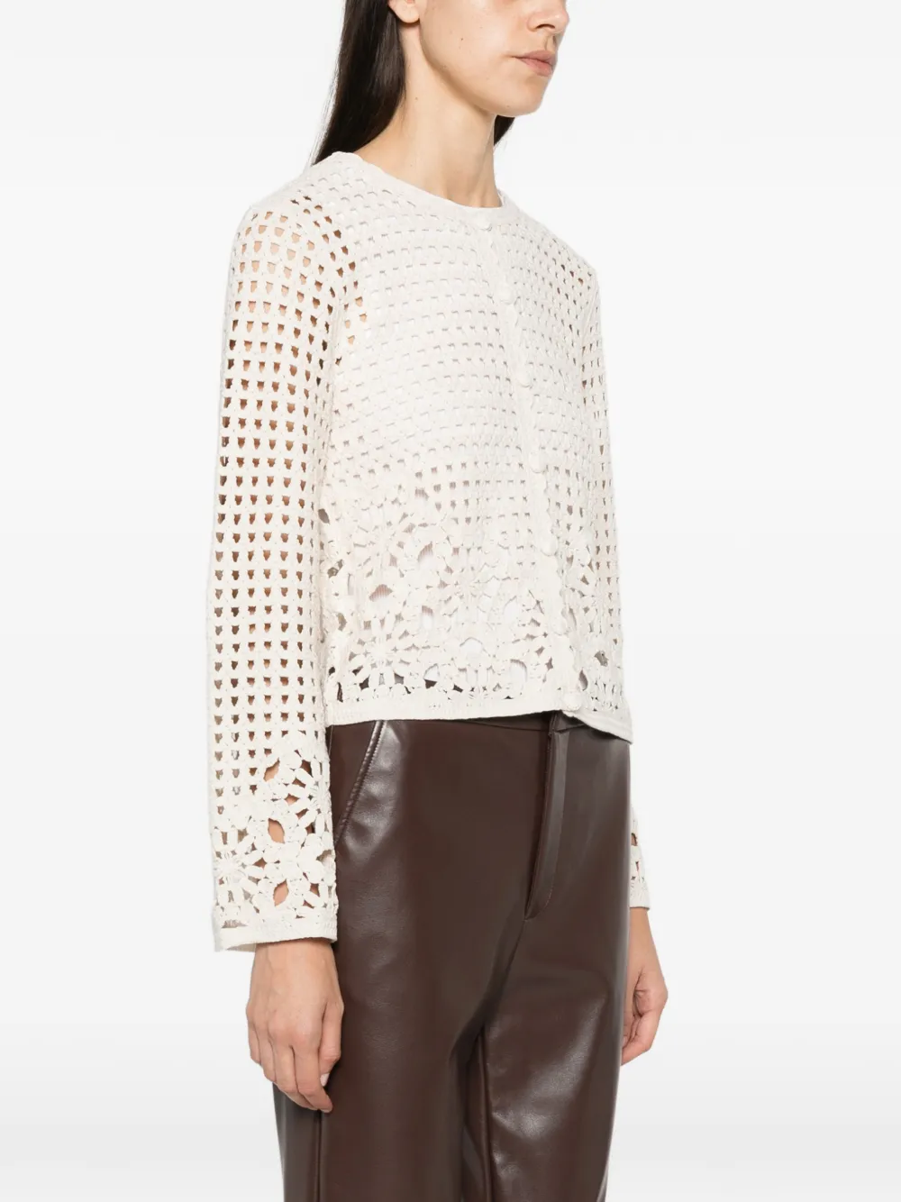 FRAME Postcard crochet cardigan Beige