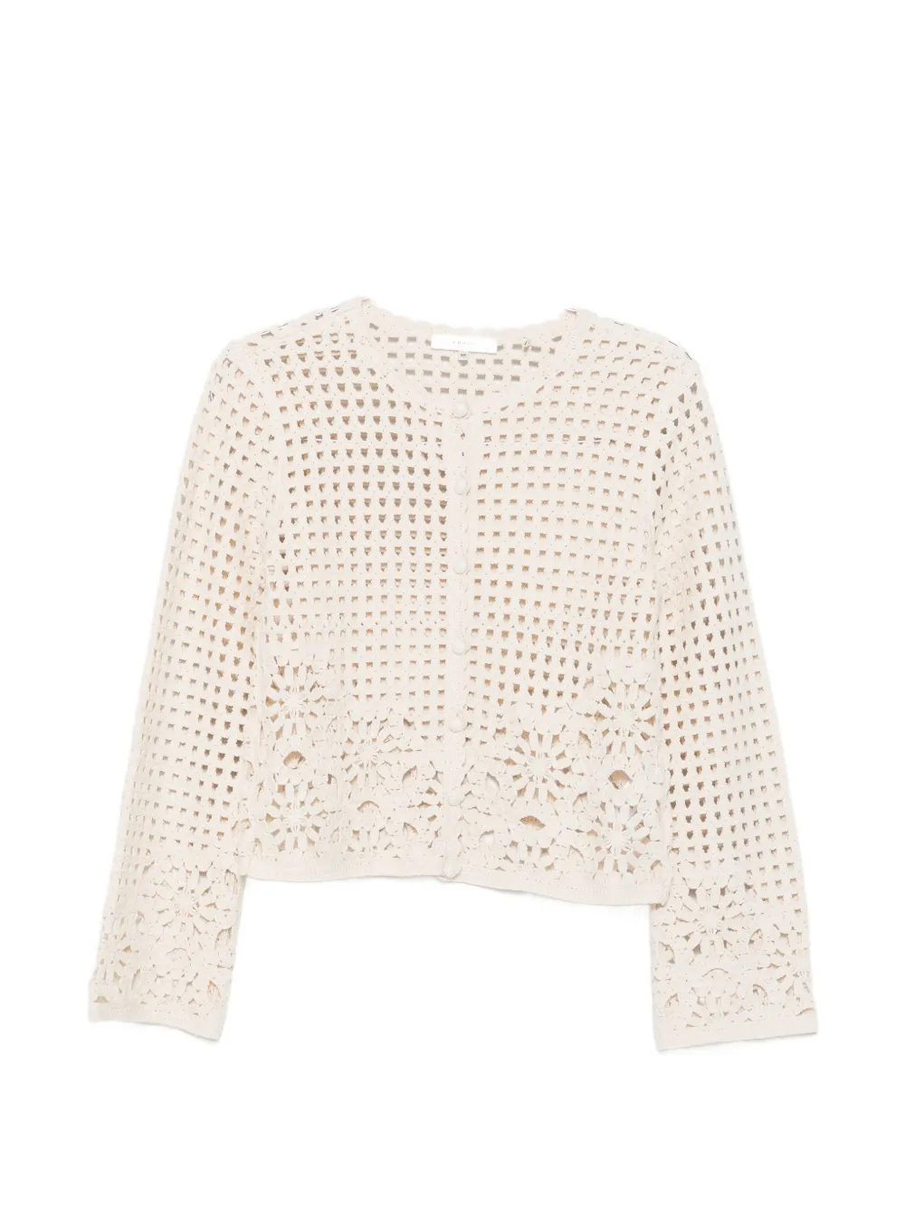 Frame Postcard Crochet Cardigan In Neutrals