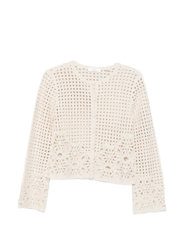 Frame Postcard Crochet Cardigan in Neutrals