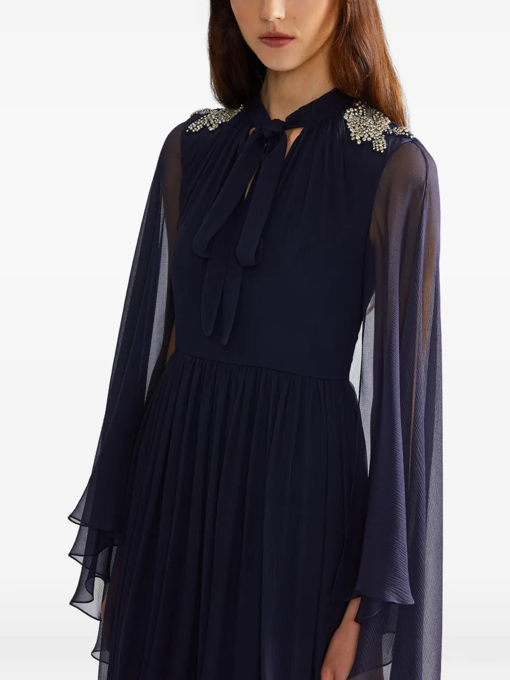 ERDEM Verfraaide zijden maxi-avondjurk Blauw