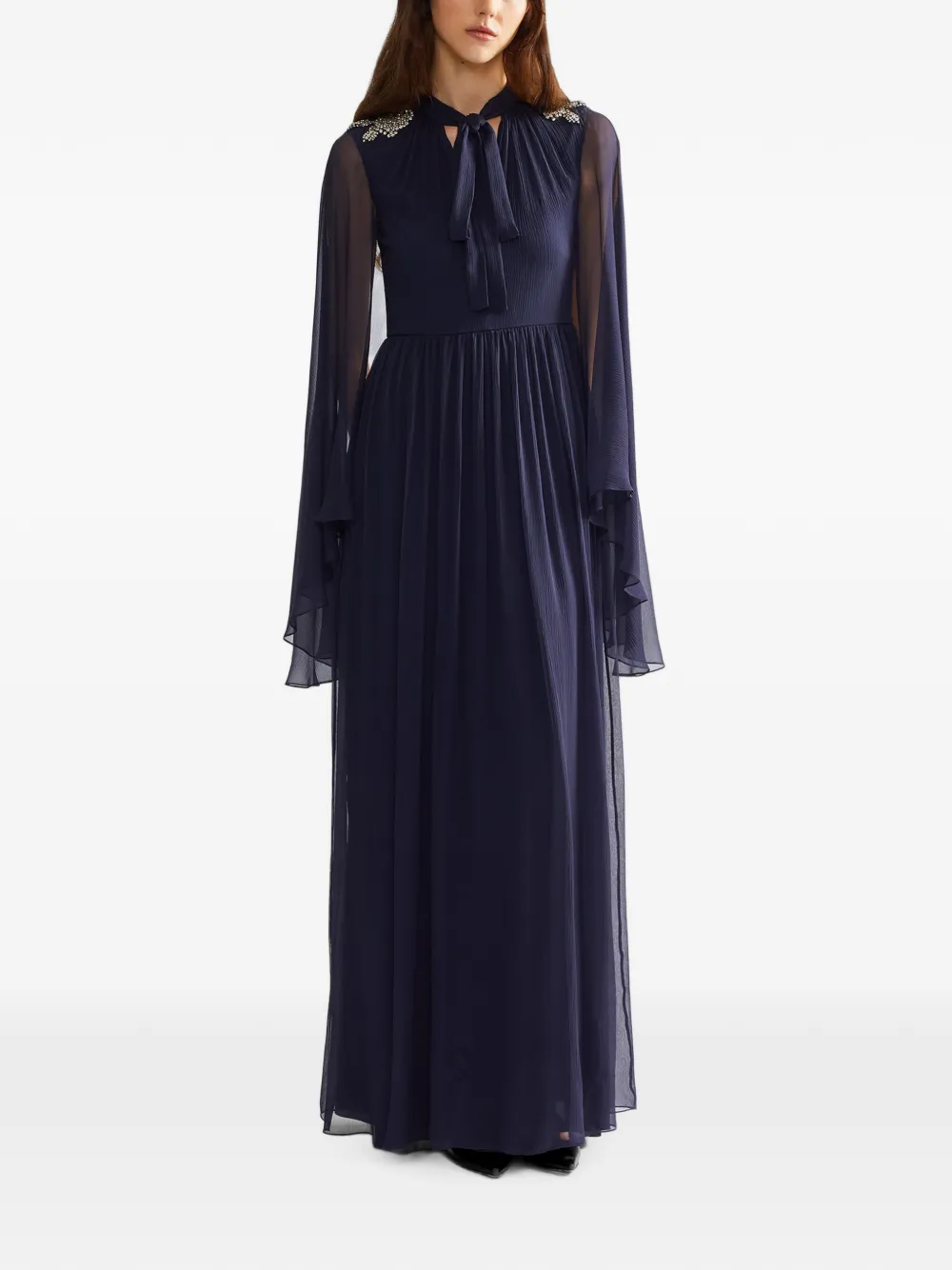 ERDEM Verfraaide zijden maxi-avondjurk Blauw