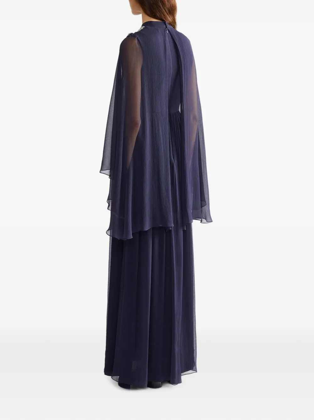 ERDEM Verfraaide zijden maxi-avondjurk Blauw