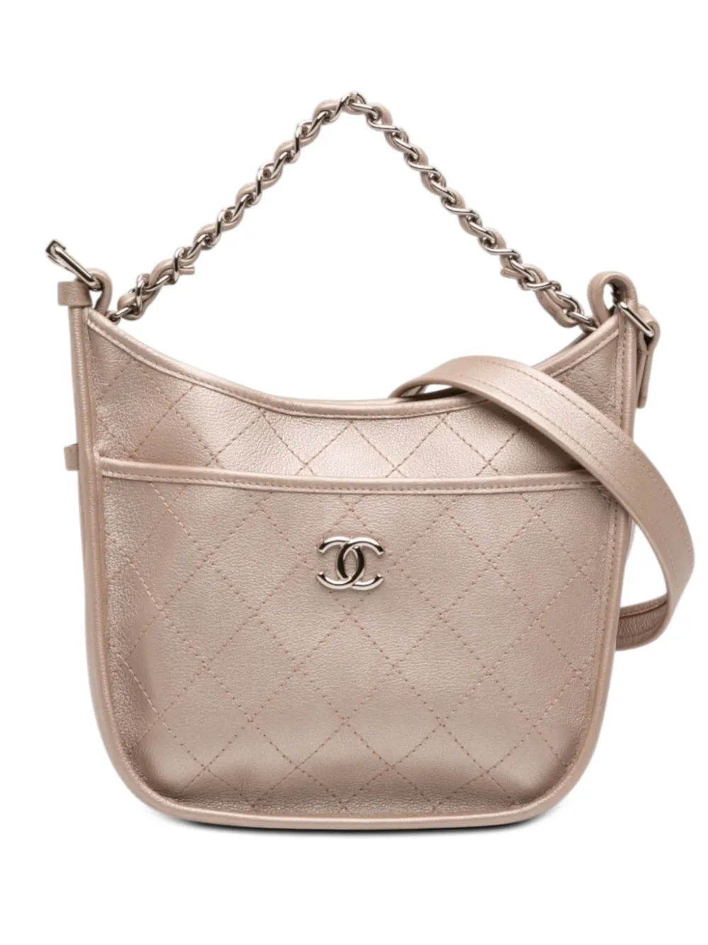 CHANEL Pre-Owned Borsa passepartout Jungle Stroll piccola in pelle di vitello trapuntata metallizzata 2018 - Rosa