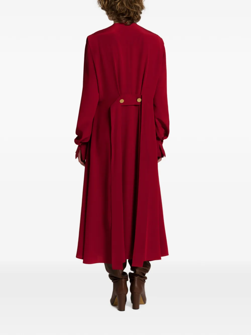 Alberta Ferretti Midi-jurk met V-hals Rood