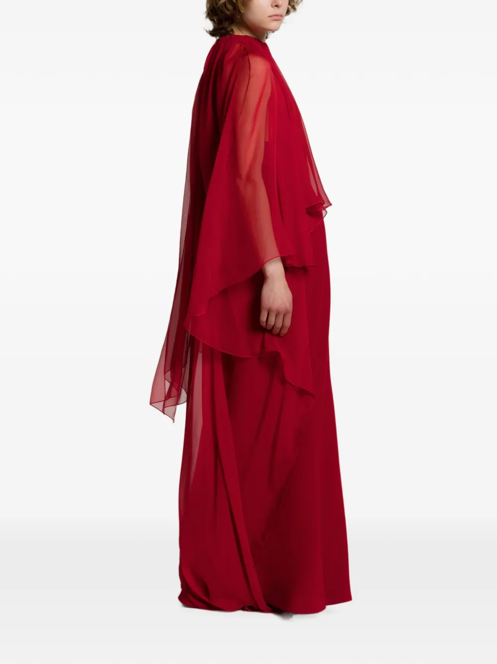 Alberta Ferretti Maxi-jurk met cape laag Rood