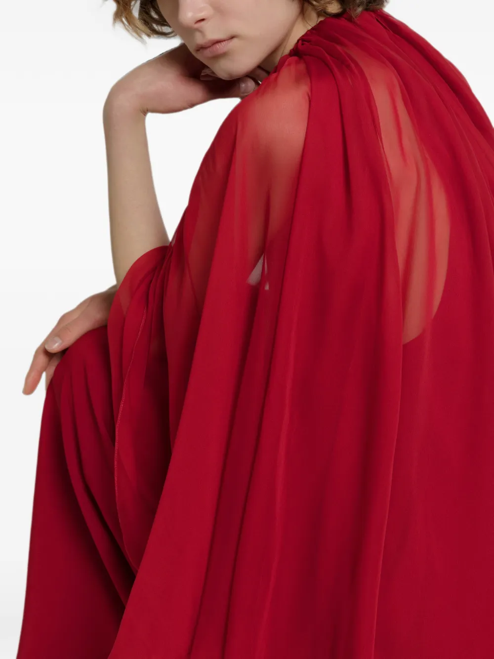 Alberta Ferretti Maxi-jurk met cape laag Rood