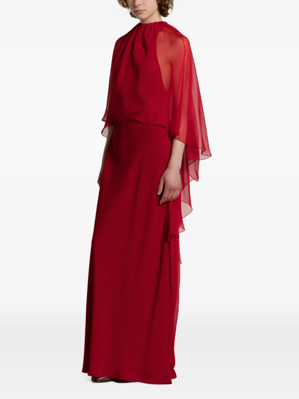 Alberta Ferretti Maxi-jurk met cape laag Rood