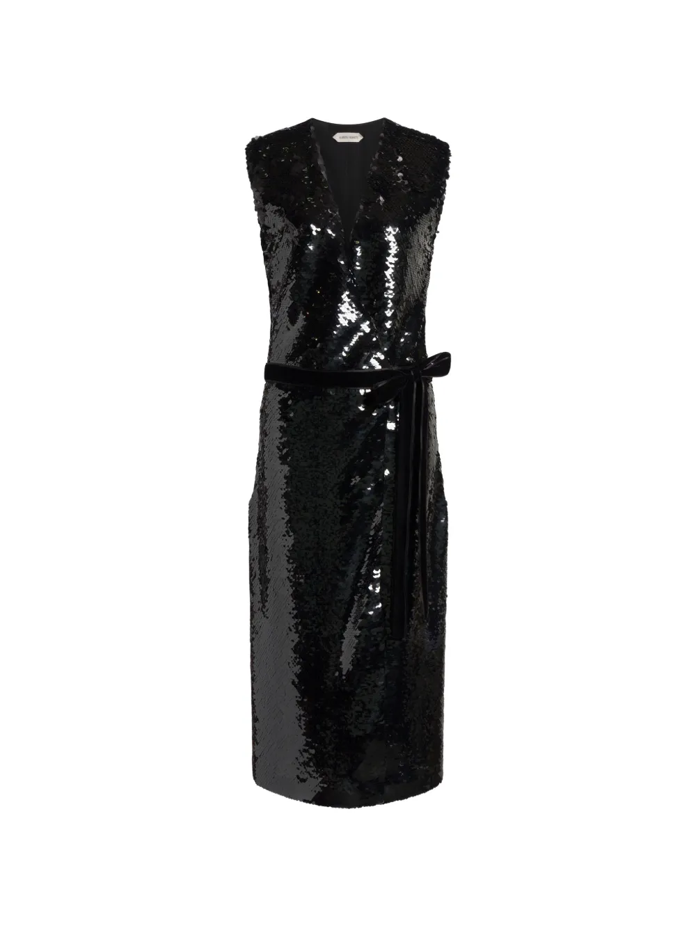 Alberta Ferretti Paillettenverziertes Kleid mit Gürtel - Schwarz