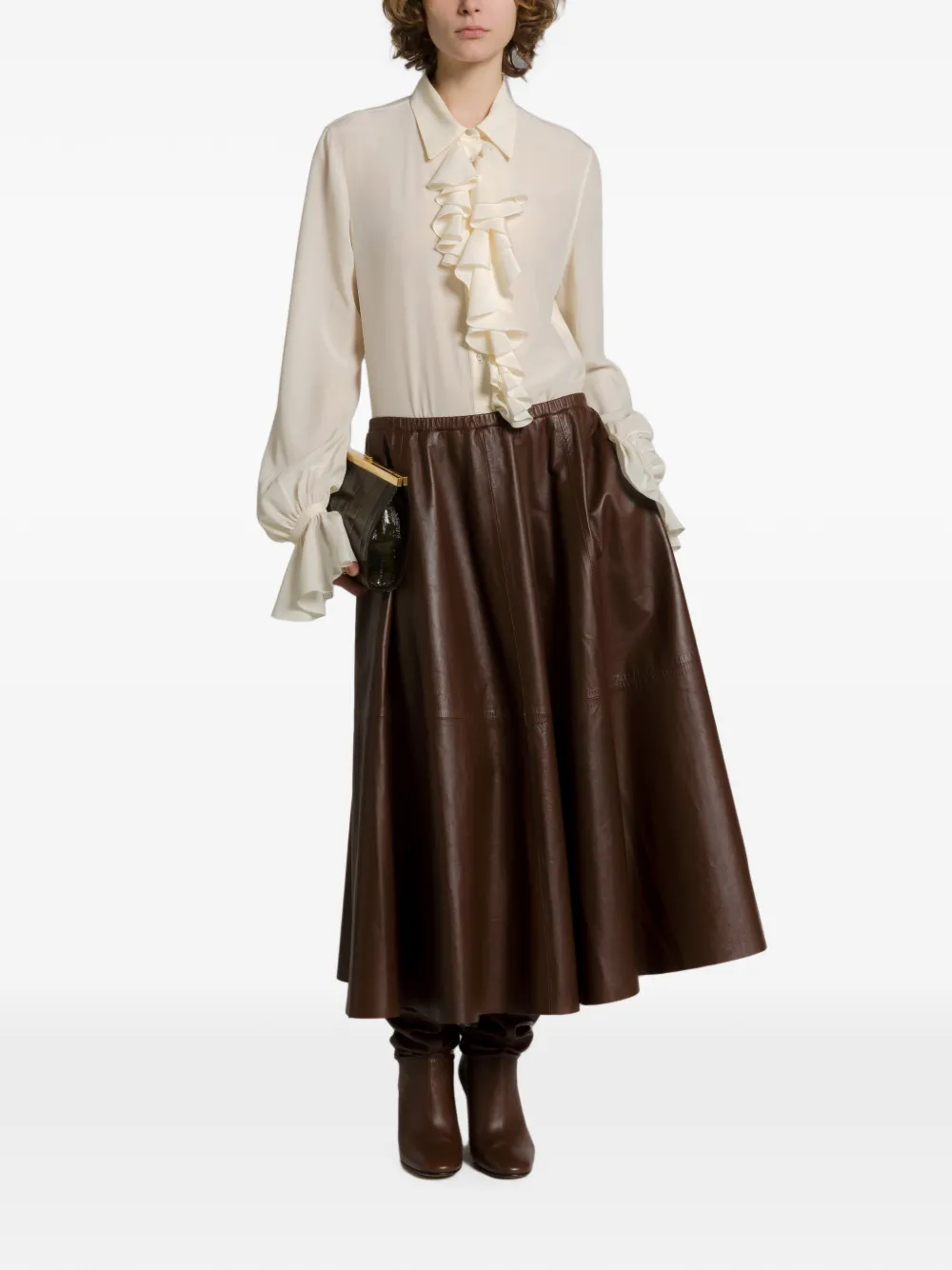 Alberta Ferretti Blouse met ruches Beige