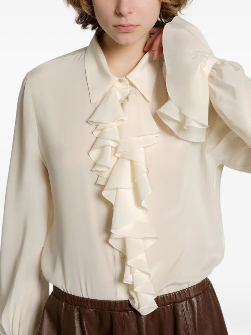 Alberta Ferretti Blouse met ruches Beige