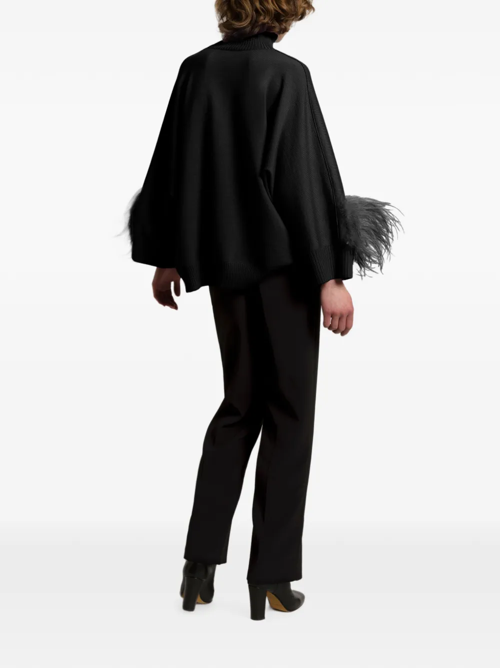 Alberta Ferretti Coltrui met veren-detail Zwart