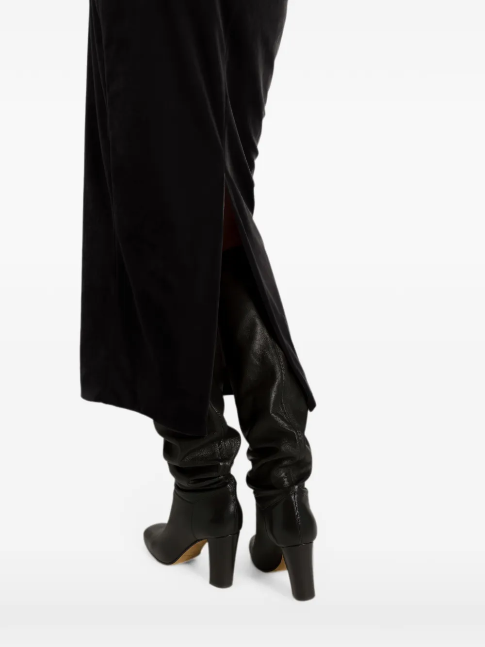 Alberta Ferretti Fluwelen midi-rok met ruches Zwart