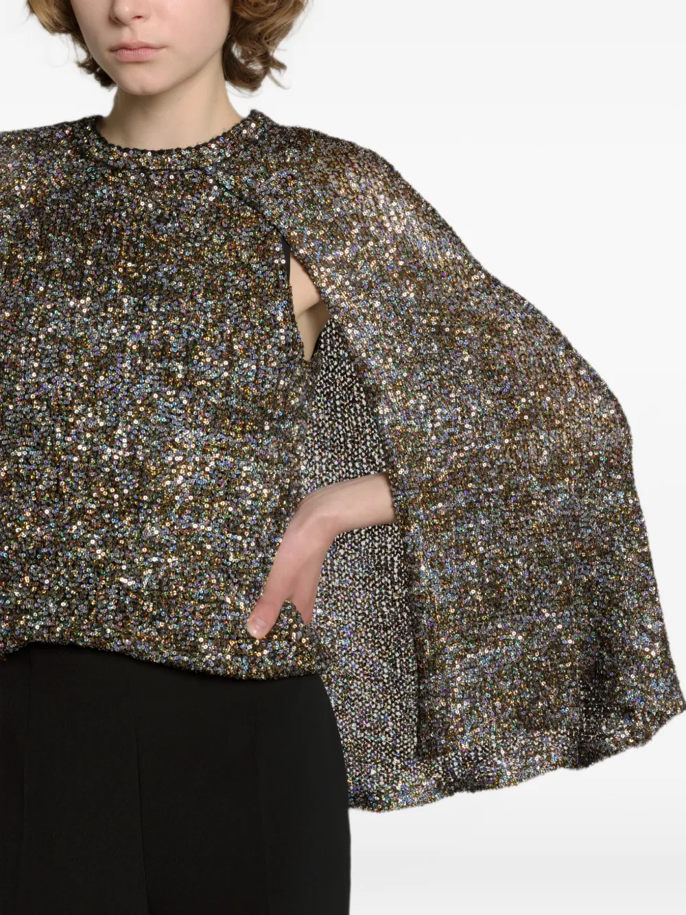 Alberta Ferretti Blouse verfraaid met pailletten en cape Goud