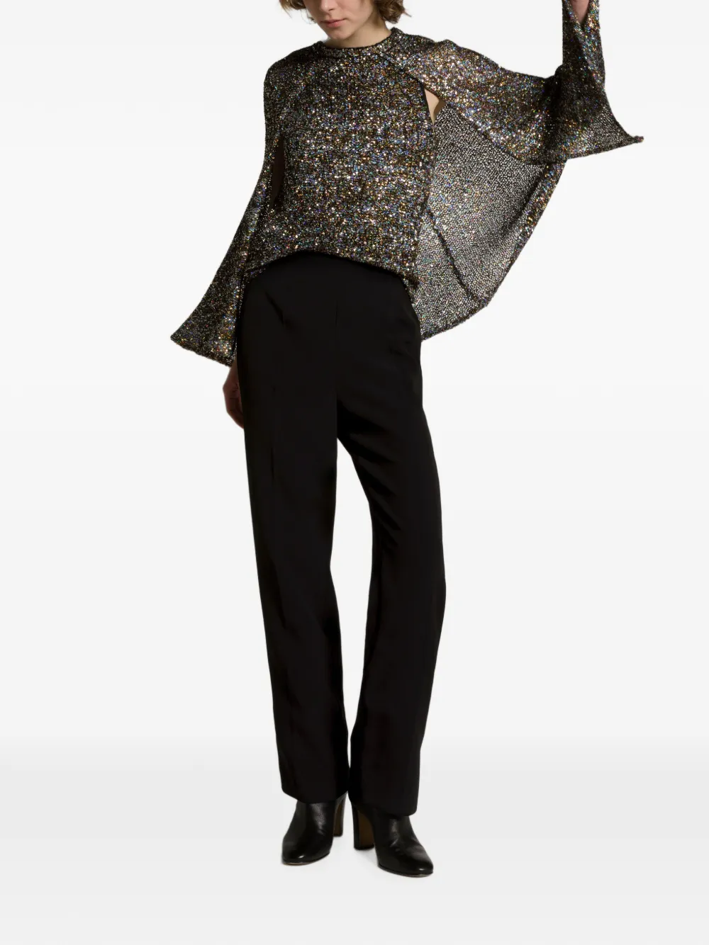 Alberta Ferretti Blouse verfraaid met pailletten en cape Goud