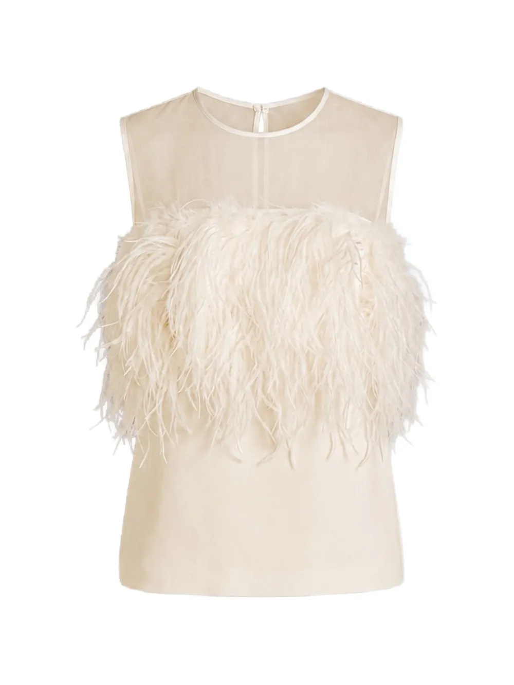 Alberta Ferretti Blusa con bordo di piume - Bianco