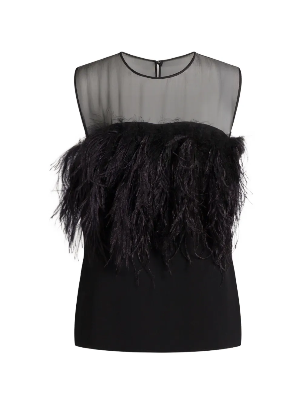Alberta Ferretti Blouse met mesh vlak en veren afwerking Wit