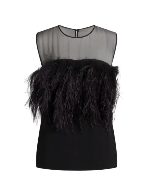 Alberta Ferretti blouse bordée de plumes à empiècement en mesh