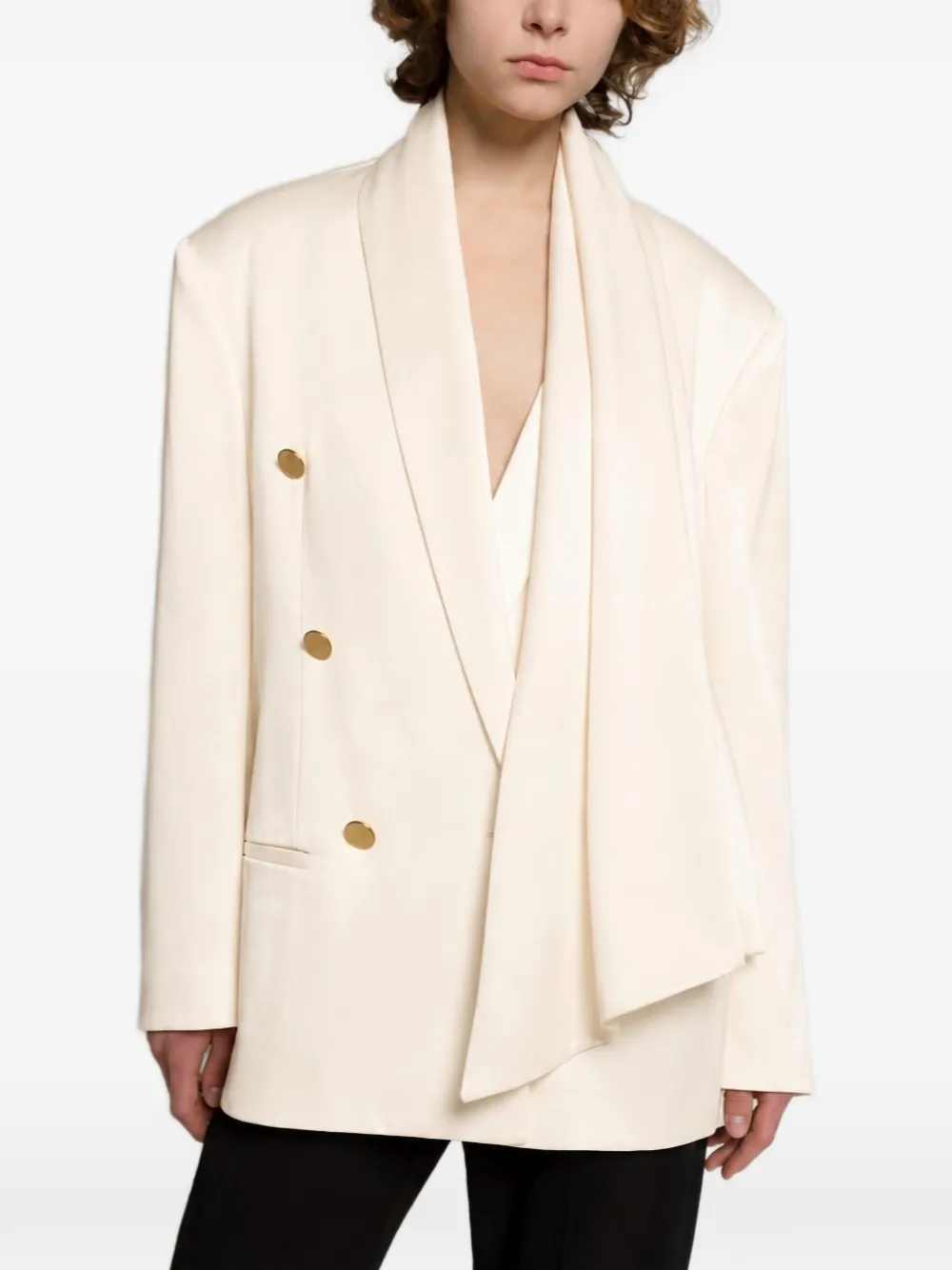 Alberta Ferretti Jas met dubbele rij knopen en sjaal-detail Wit