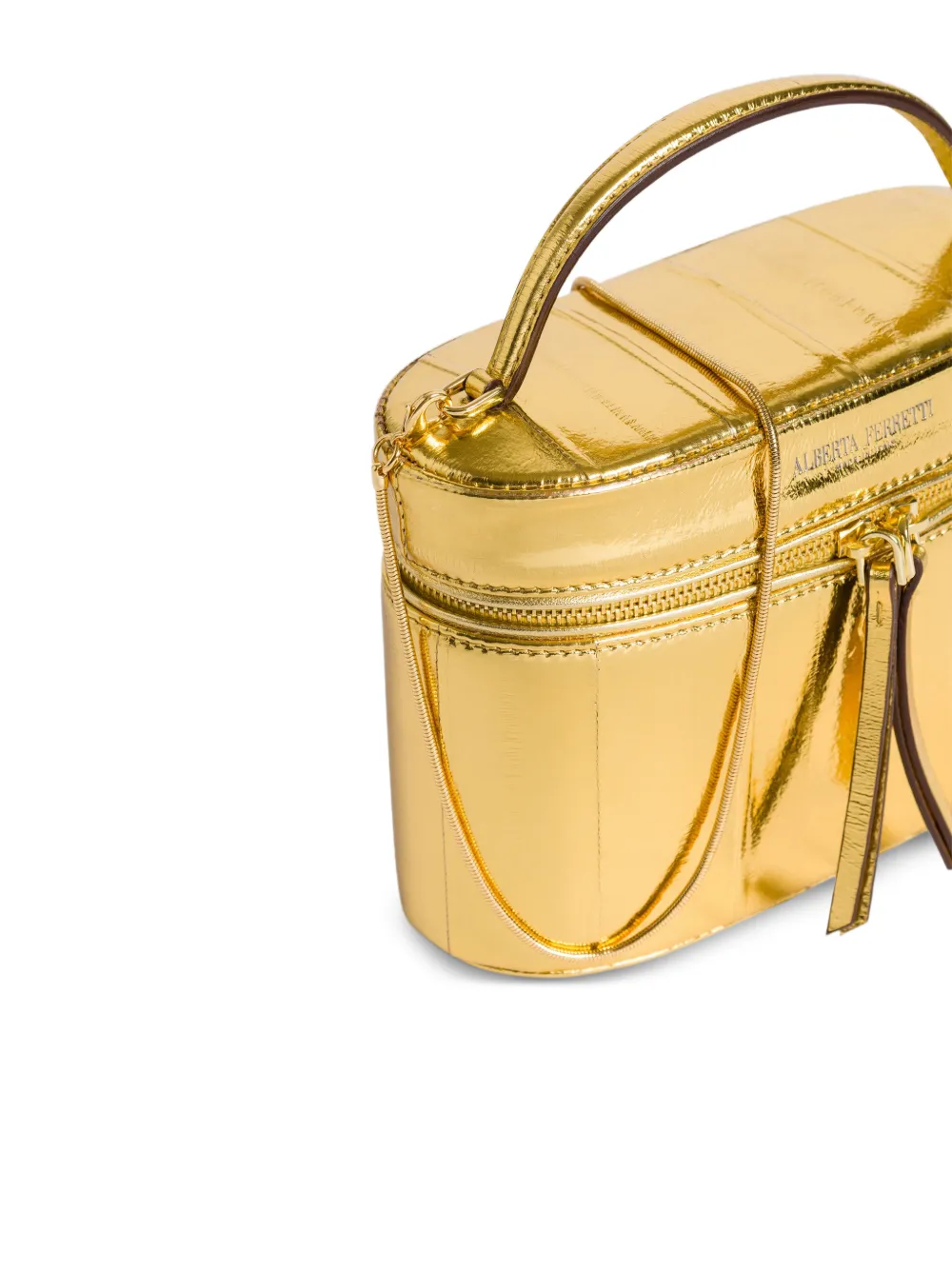Alberta Ferretti Metallic mini-tas van leer Goud