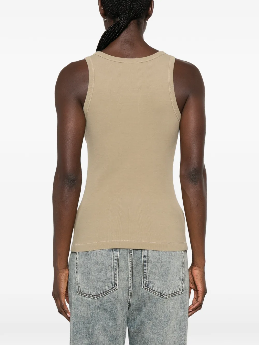 Diesel Oval-D ribgebreide tanktop Beige