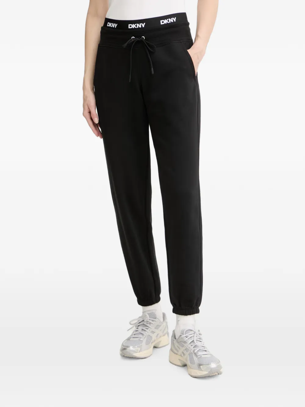 DKNY logo-waistband drawstring track pants - Schwarz