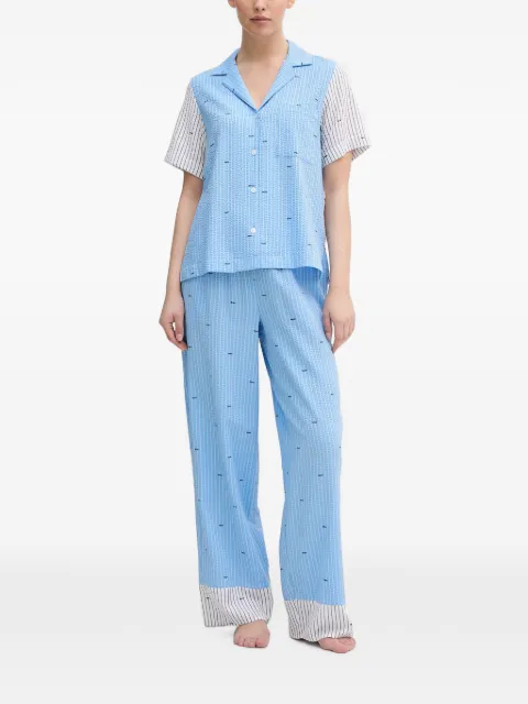 DKNY logo-print seersucker pajamas