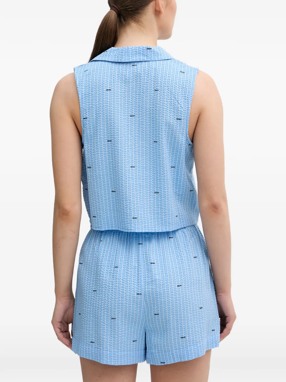 DKNY logoprint seersucker pyjama Blauw