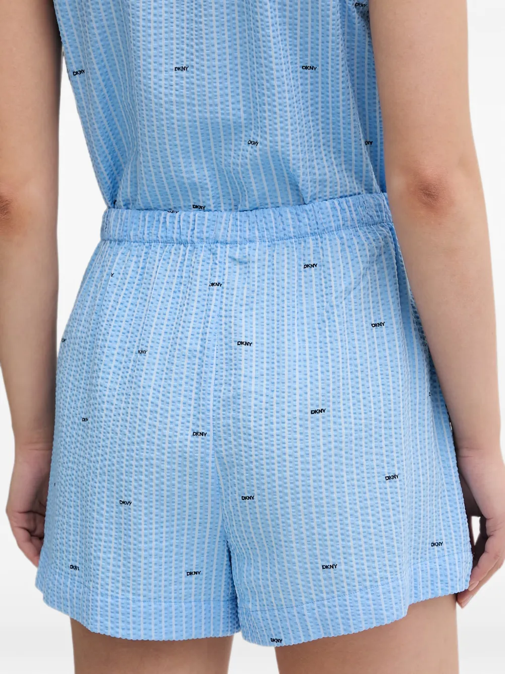DKNY logoprint seersucker pyjama Blauw