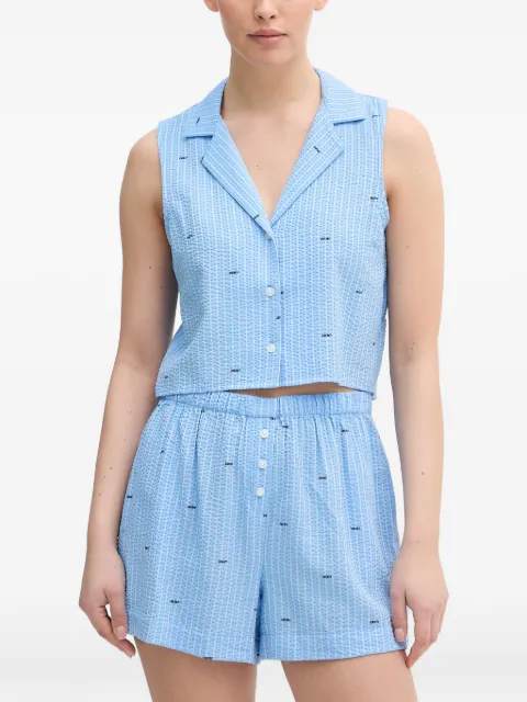 DKNY logo-print seersucker pajamas