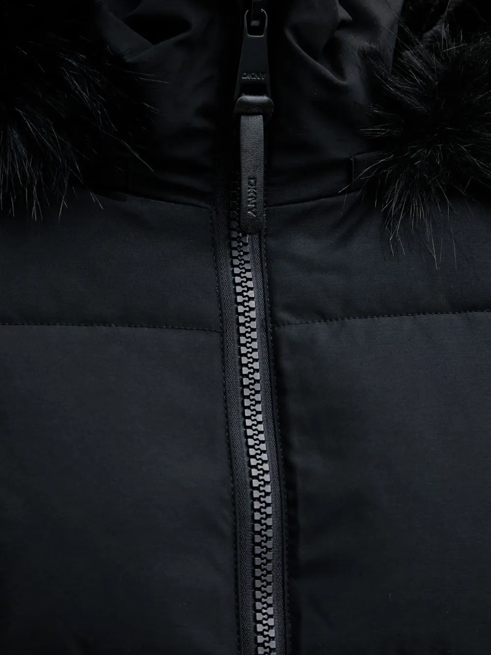 DKNY Jas met afwerking van imitatiebont en capuchon Zwart