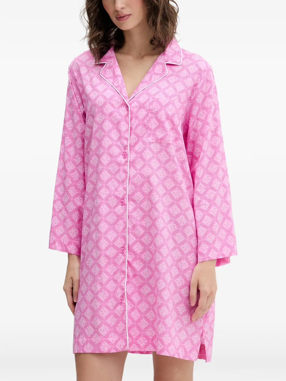 DKNY logo-print button-up nightshirt - Rosa