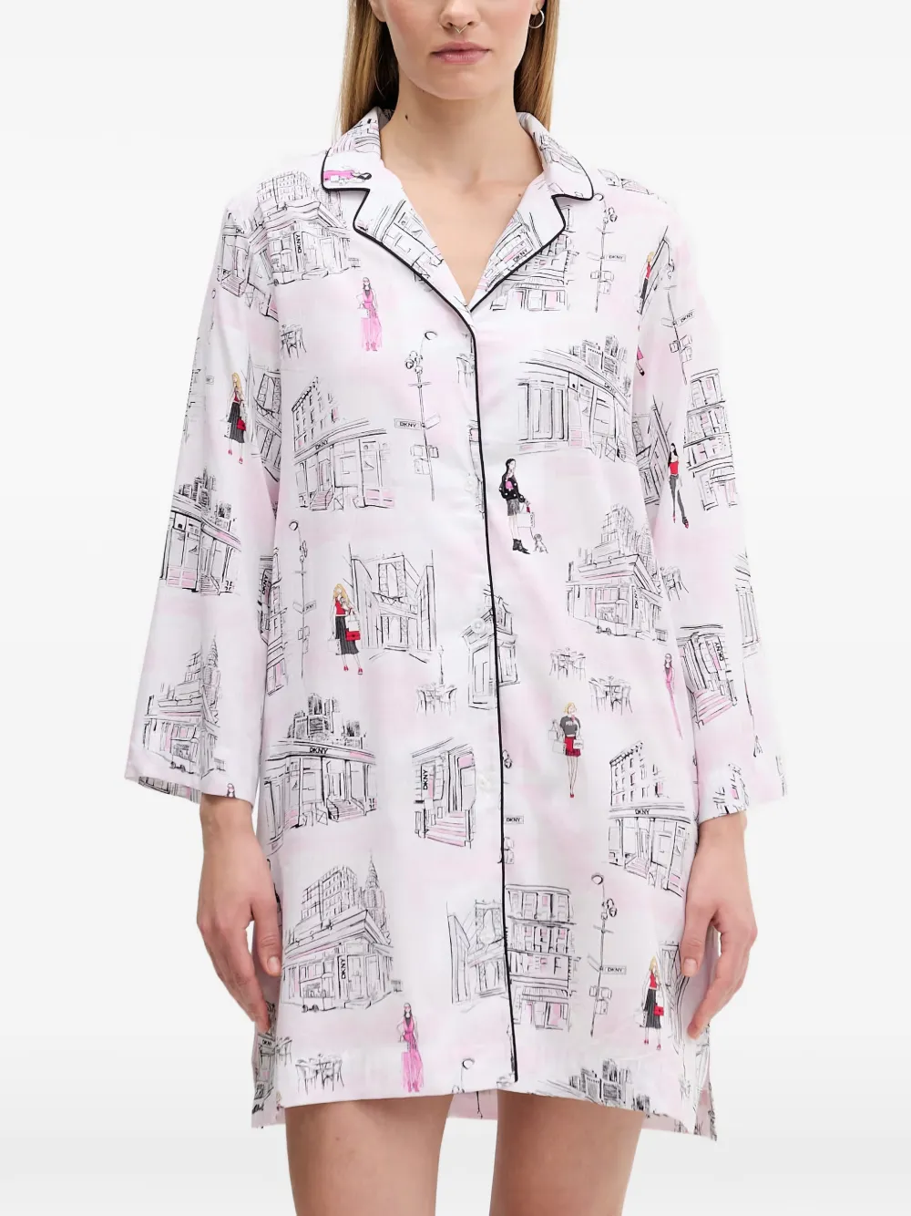 DKNY illustration-print nightshirt - Weiß