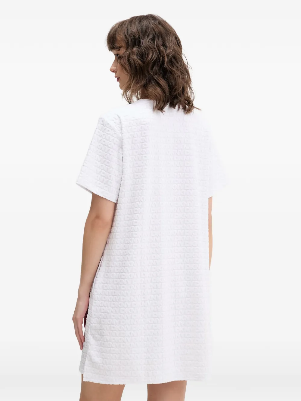 DKNY Nachtjapon met korte mouwen en logo-reliëf Wit