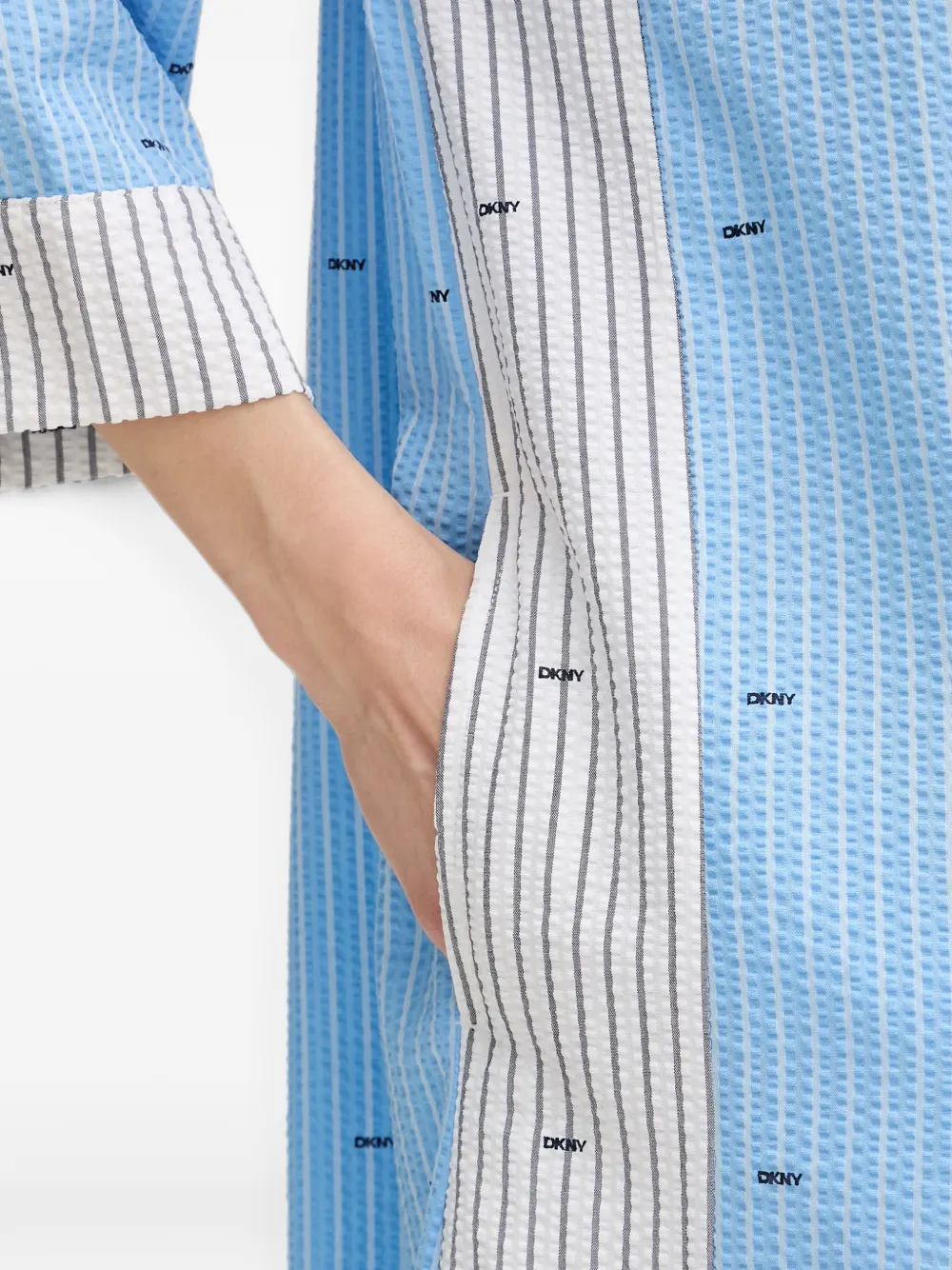 DKNY Nachtjapon met logo-print en vlakken Blauw