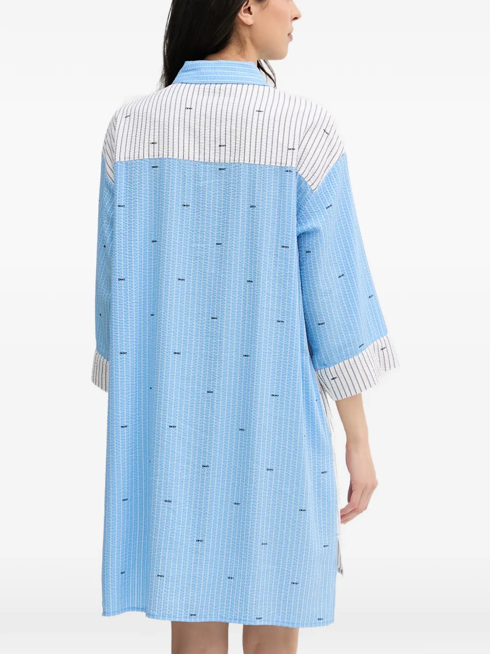 DKNY Nachtjapon met logo-print en vlakken Blauw