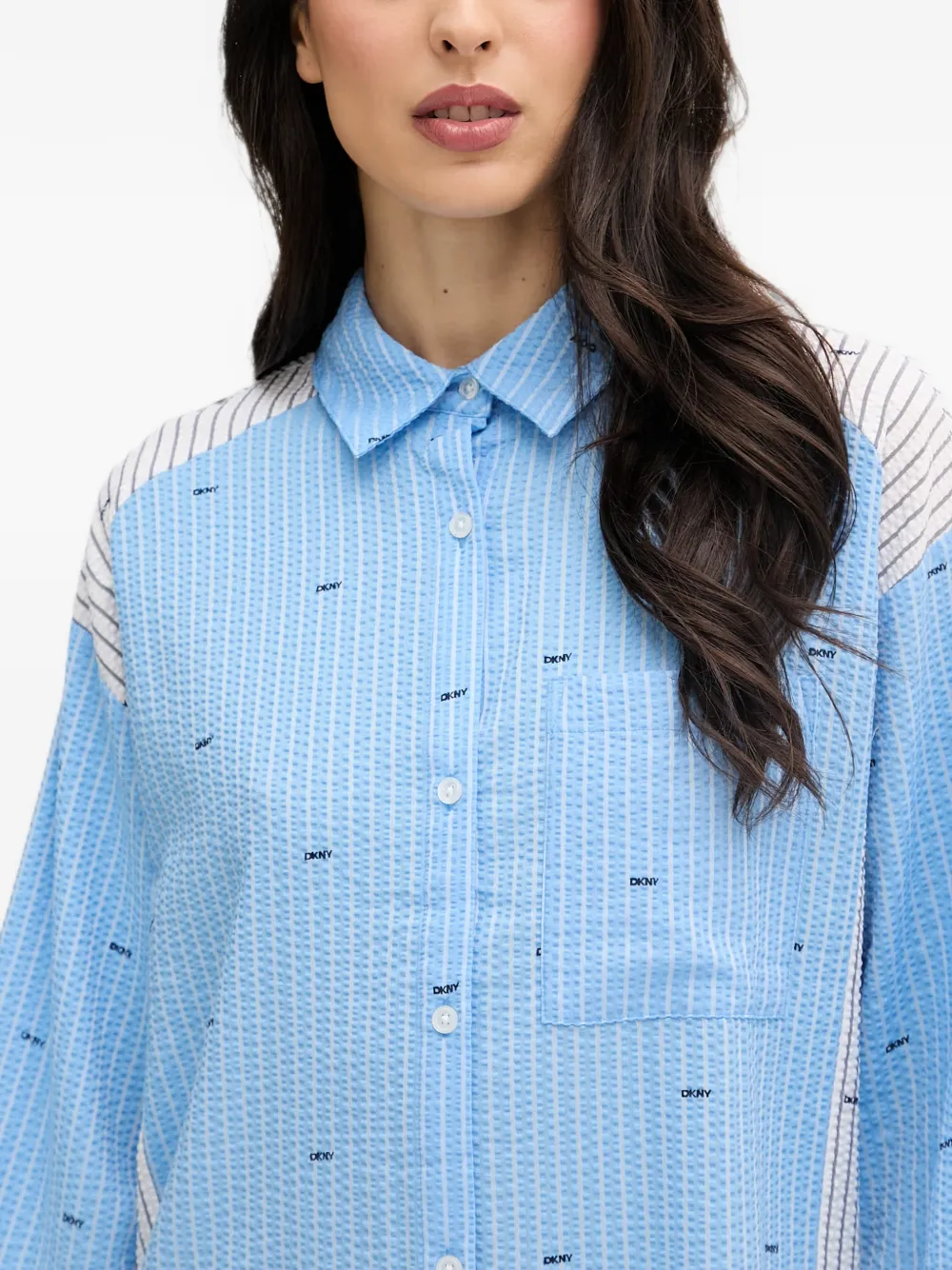 DKNY Nachtjapon met logo-print en vlakken Blauw