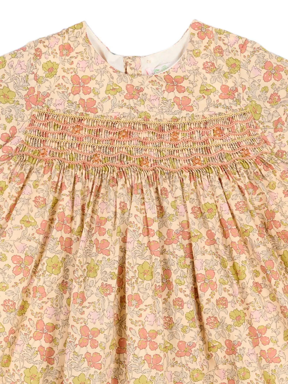Bonpoint Gesmockte jurk met bloemenprint Beige