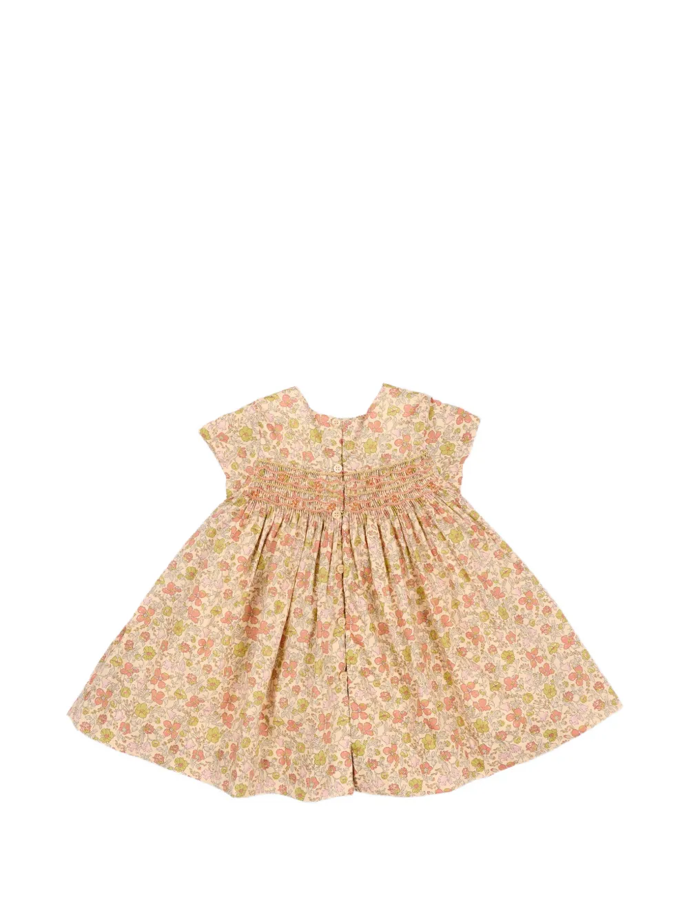 Bonpoint Gesmockte jurk met bloemenprint Beige
