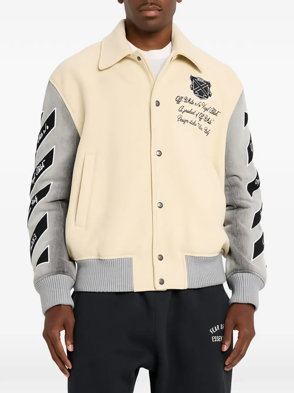 Off-White Bomberjack met geborduurd logo Beige