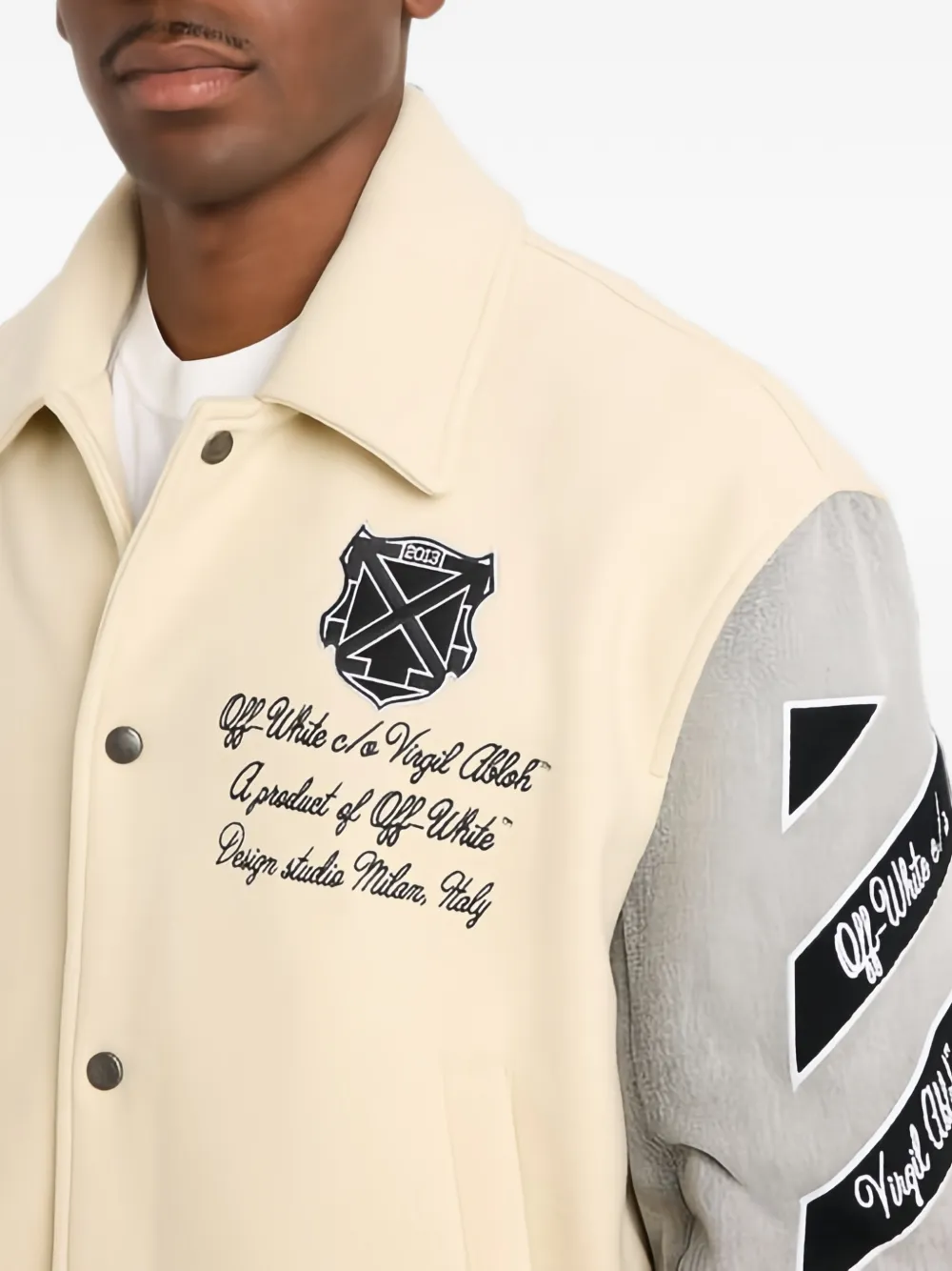 Off-White Bomberjack met geborduurd logo Beige