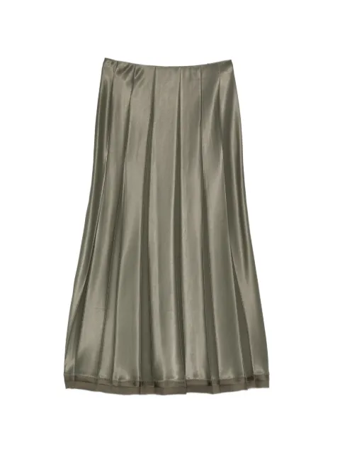 Vince pleated-design satin-finish midi skirt
