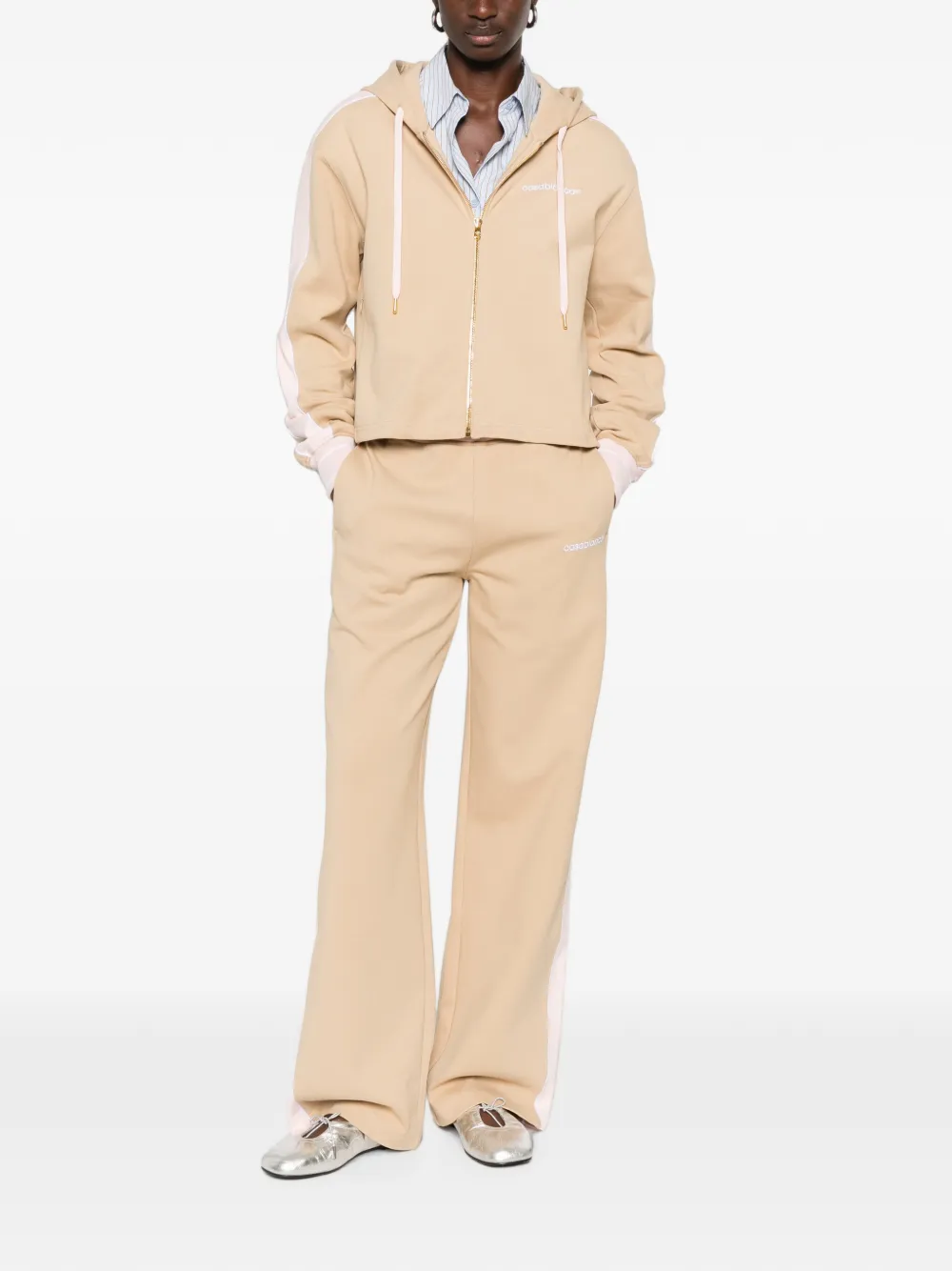 Casablanca Punto hoodie met zijstreep en rits Beige