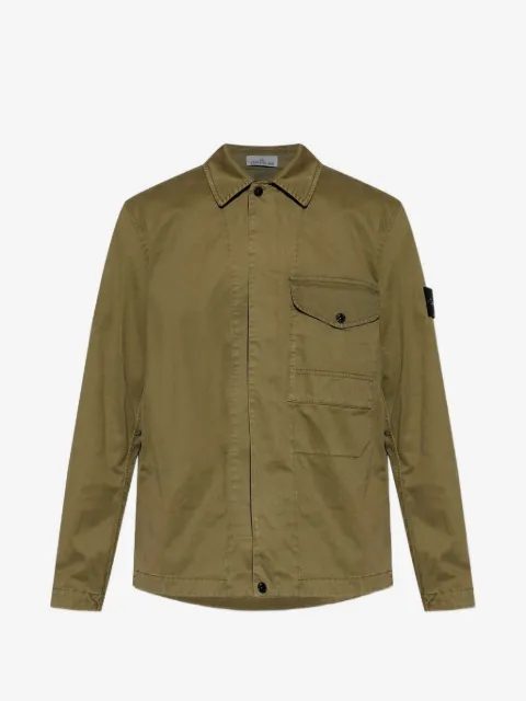 Stone Island camisa con parche del logo y cierre