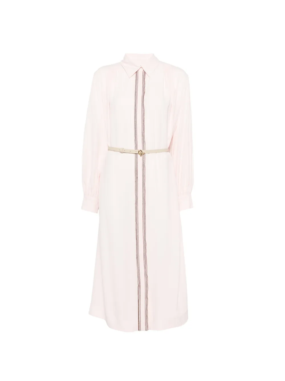 Fabiana Filippi belted contrast-trim midi dress - Rosa