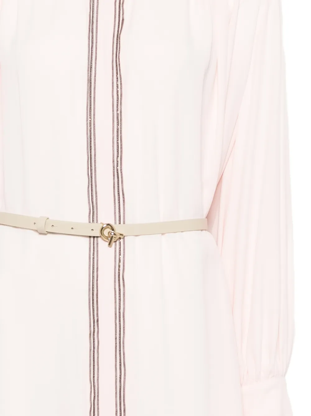 Fabiana Filippi midi-jurk met contrasterende afwerking en ceintuur Roze