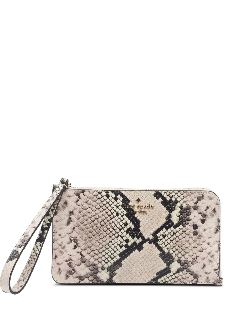 Pre-owned Kate Spade Snakeskin-print Leather Clutch Bag In Pink