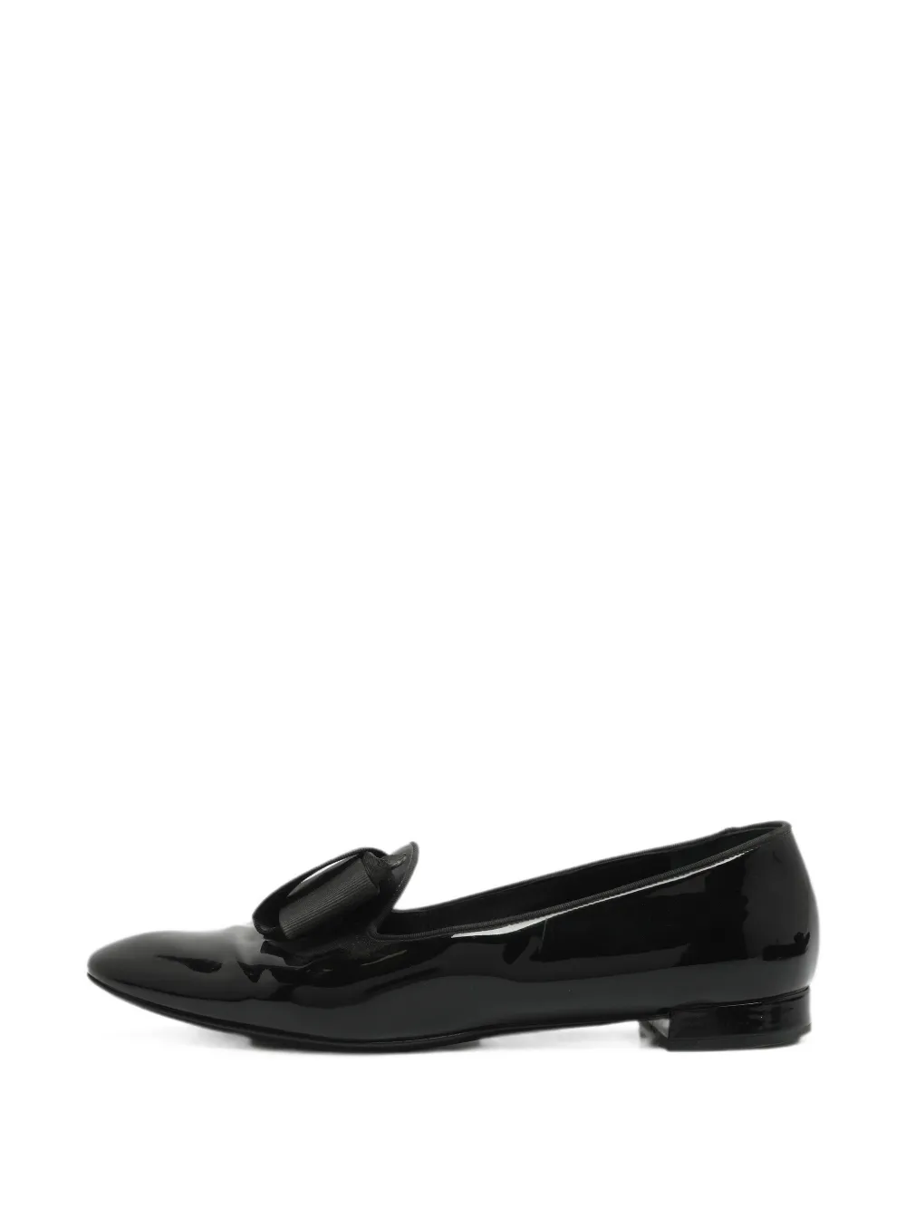 Giorgio Armani Pre-Owned bow-detail patent-leather loafers - Nero