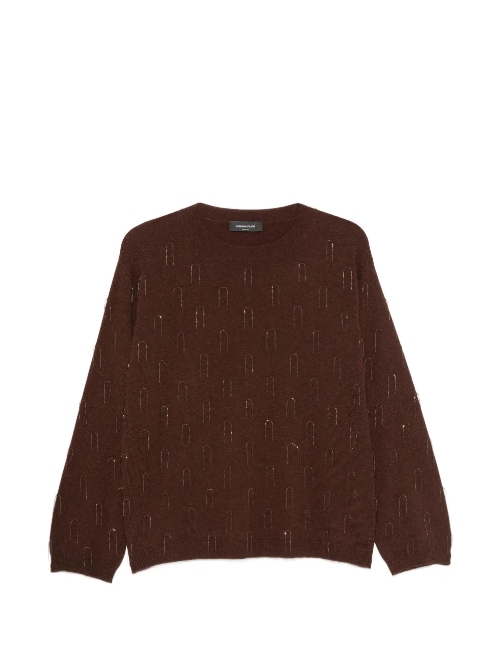 Fabiana Filippi bead-embellished long-sleeve sweater - Marrone
