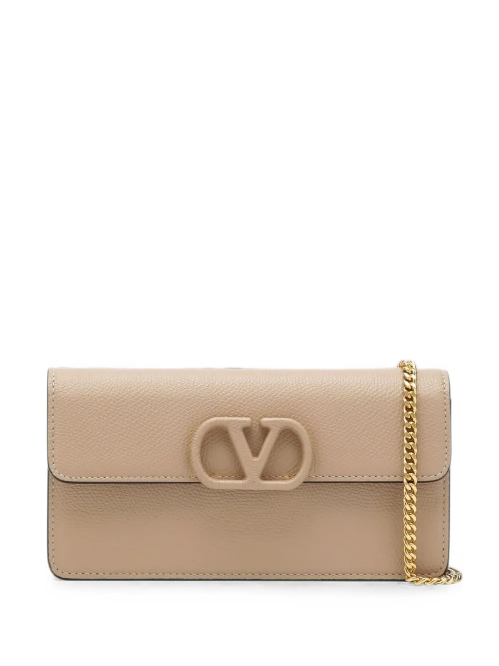 Valentino Garavani VLogo Signature leather clutch bag - Neutrals