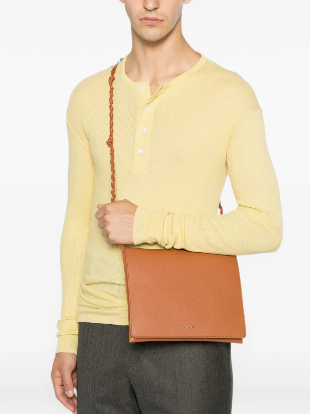 Jil Sander Medium Tangle messengertas Bruin